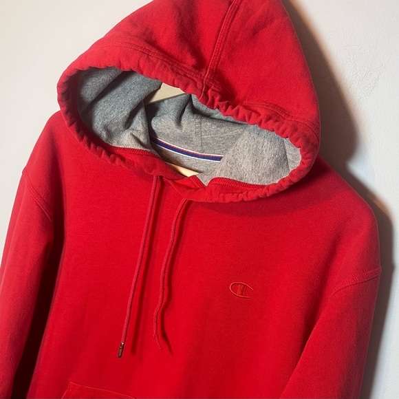 Champion Powerblend Fleece Pullover Hoodie Men’s M Red Sweatshirt Activewear - Picture 1 of 7